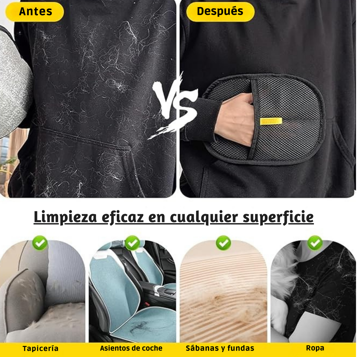 Guante recogedor de pelos para mascotas