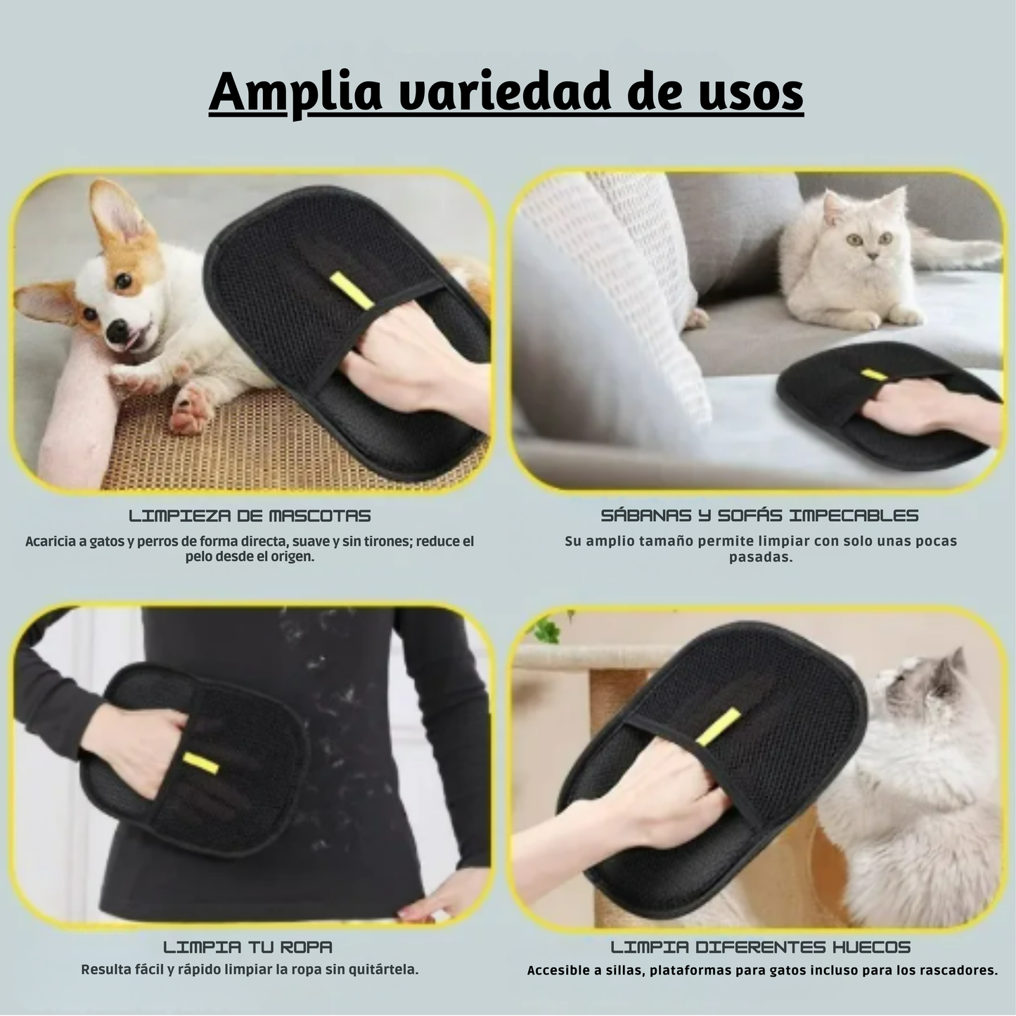 Guante recogedor de pelos para mascotas